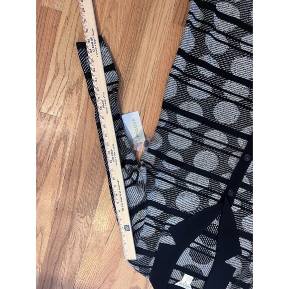 Exclusively Misook 1x Black White Stripe Circle Acrylic long cardigan Duster NWT - Picture 6 of 9